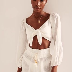 White Off the Shoulder Gauzy Top